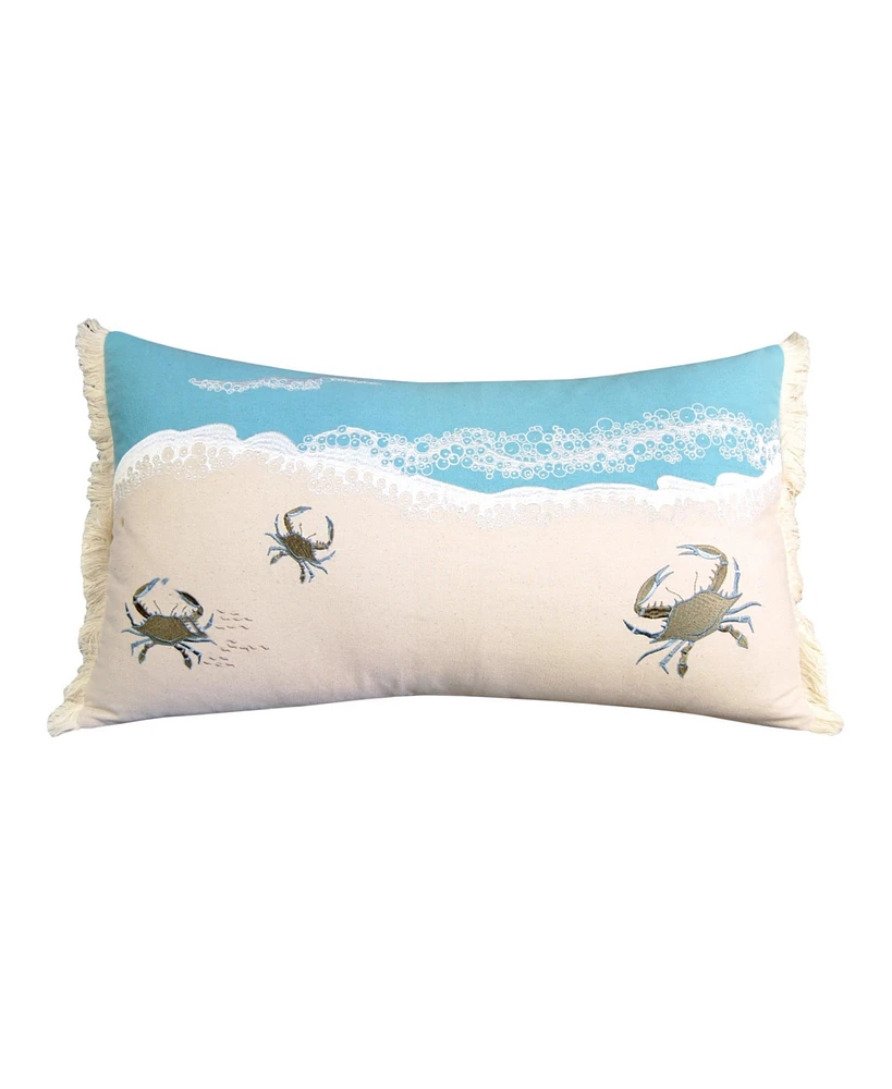 RightSide Designs Crab with Waves Indoor Cotton Lumbar Throw Pillow