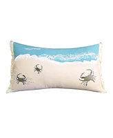 RightSide Designs Crab with Waves Indoor Cotton Lumbar Throw Pillow