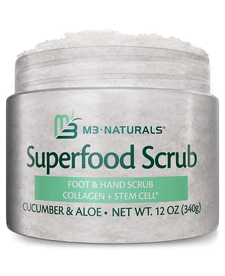 M3 Naturals Superfood Exfoliating Body Scrub & Face Scrub Organic Aloe Collagen Shea Butter Stem Cell Cellulite Remover & Stretch Mark Remover Sugar S