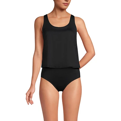 Lands' End Women's Chlorine Resistant One Piece Scoop Neck Fauxkini Swimsuit