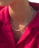 Sterling Forever Gold-Tone or Silver-Tone Cultured Freshwater Pearl And Glass Bead Polly Choker