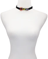 Guess Gold-Tone Rainbow Logo Choker Necklace, 14" + 2" extender