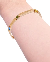 Guess Gold-Tone Multicolor Stone Inspirational Bracelet