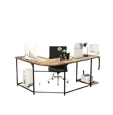 Slickblue Reversible L-Shaped Computer Study Table with Shelves