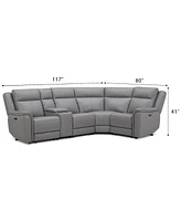 Addyson 117" 5-Pc. Leather Sectional with 2 Zero Gravity Recliners Power Headrests, Created for Macy's