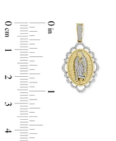 Men's Diamond Our Lady of Guadalupe Scalloped Medallion Pendant (1/5 ct. t.w.) in 10k Gold