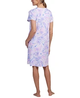 Miss Elaine Women's Short-Sleeve Floral Snap Robe