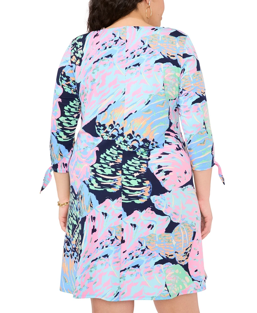 Msk Plus 3/4-Sleeve Abstract-Print Shift