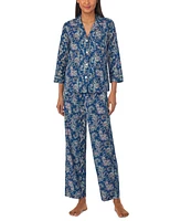 Lauren Ralph Women's 2-Pc. 3/4-Sleeve Printed Pajamas Set