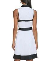 Karl Lagerfeld Paris Women's Contrast-Trim Sleeveless Shirtdress