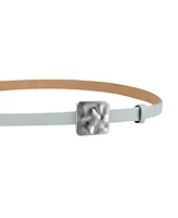 Calvin Klein Women's Skinny Hammered Plaque Buckle Belt