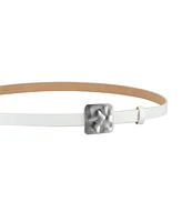 Calvin Klein Women's Skinny Hammered Plaque Buckle Belt