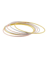 Adornia 14K Gold-Plated Tri-Color Skinny 7-Piece Bangle Set