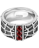 Wonder Fine Jewelry Men's Garnet Spiderman Web Ring (3/4 ct. t.w.) in Sterling Silver