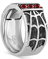 Wonder Fine Jewelry Men's Garnet Spiderman Web Ring (3/4 ct. t.w.) in Sterling Silver