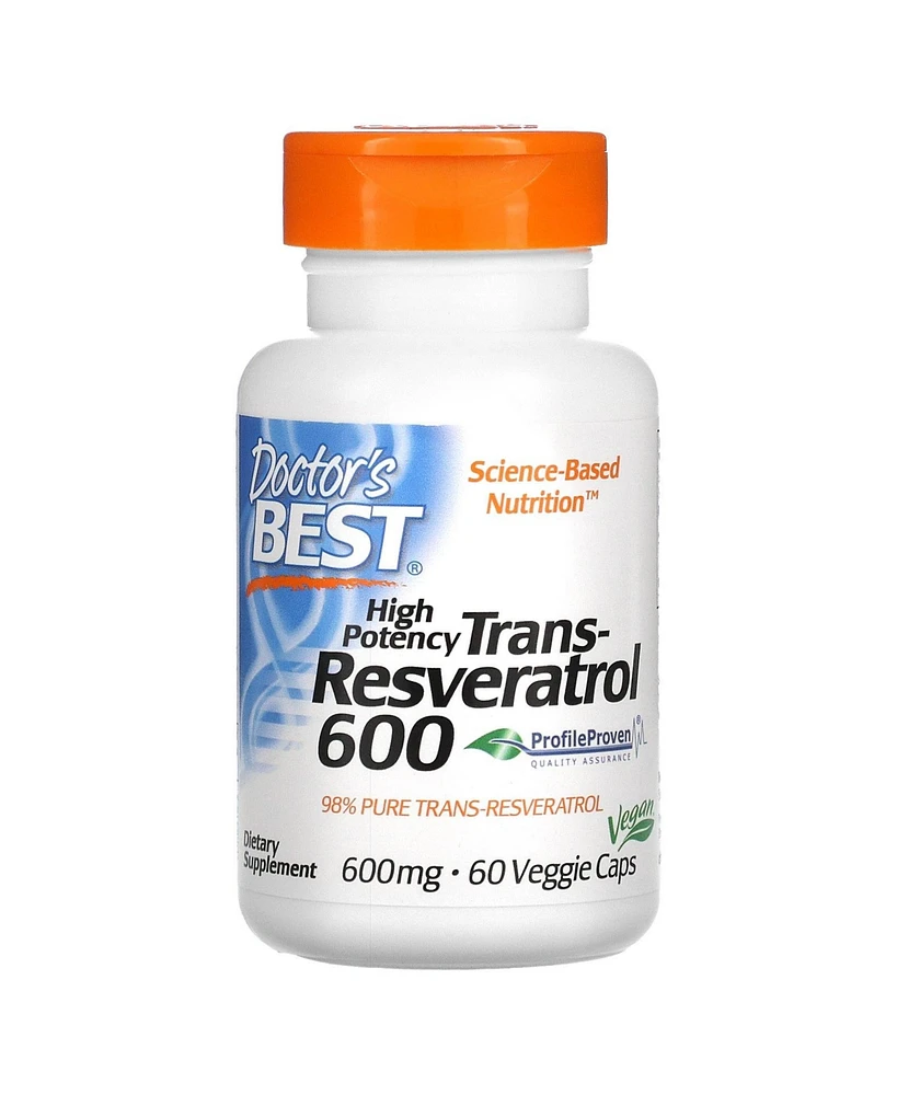 Doctor's Best High Potency Trans-Resveratrol 600 600 mg - 60 Veggie Caps - Assorted Pre