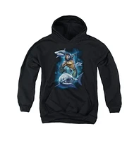 Aquaman Movie Boys Youth Swimming With Sharks Pull Over Hoodie / Hooded Sweatshirt