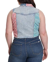 Jessica Simpson Trendy Plus Cropped Denim Vest