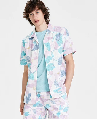 Sun + Stone Men's Archie Regular-Fit Leaf-Print Button-Down Camp Shirt, Created for Macy's