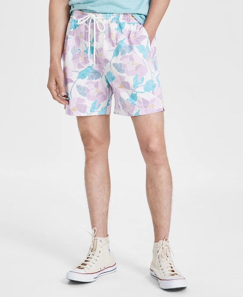 Sun + Stone Men's Leaf-Print Shorts, Created for Macy's