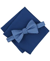 Alfani Men's Galway Mini-Chevron Bow Tie & Solid Pocket Square Set, Created for Macy's