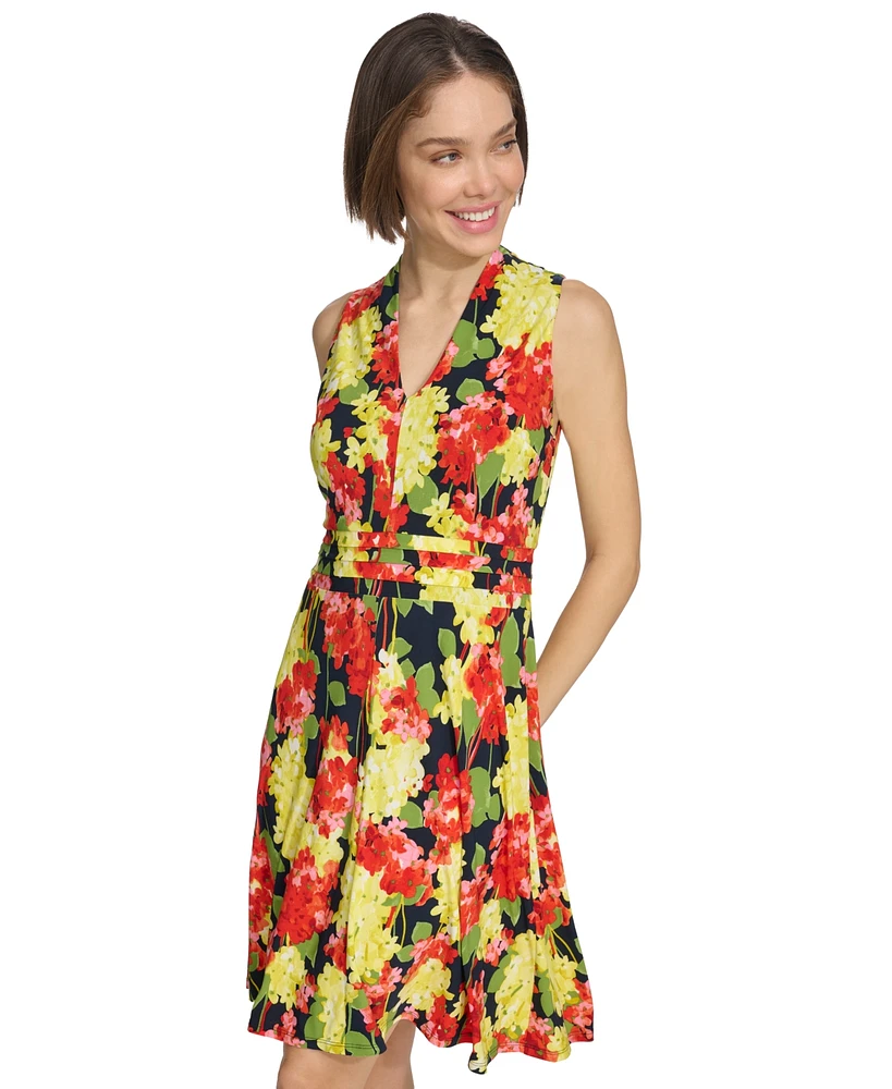 Tommy Hilfiger Women's Floral-Print V-Neck Dress