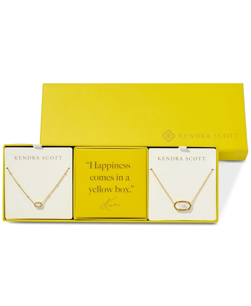 Kendra Scott 2-Pc. Set Mother of Pearl & Pave Large Small Mini Elisa Pendant Necklaces