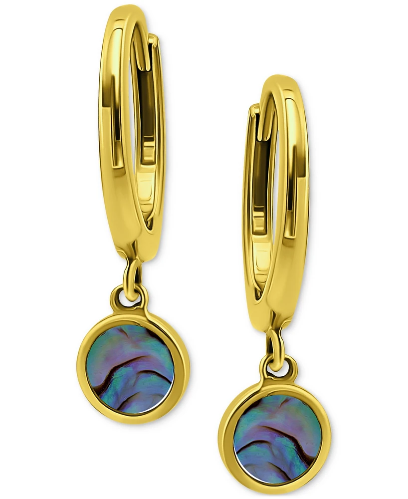 Giani Bernini Abalone Disc Dangle Hoop Drop Earrings in 18k Gold-Plated Sterling Silver, Created for Macy's