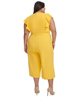 Tommy Hilfiger Plus Size Flutter-Sleeve Cropped Jumpsuit