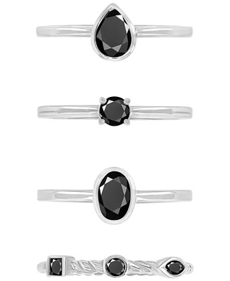 4-Pc. Set Black Spinel Stack Rings (2-1/20 ct. t.w.) Sterling Silver