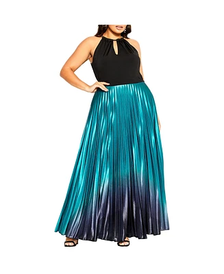 City Chic Women's Pleated Ombre Maxi Dress - black