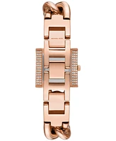 Michael Kors Women's Mk Chain Lock Three-Hand Rose Gold-Tone Stainless Steel Watch 25mm