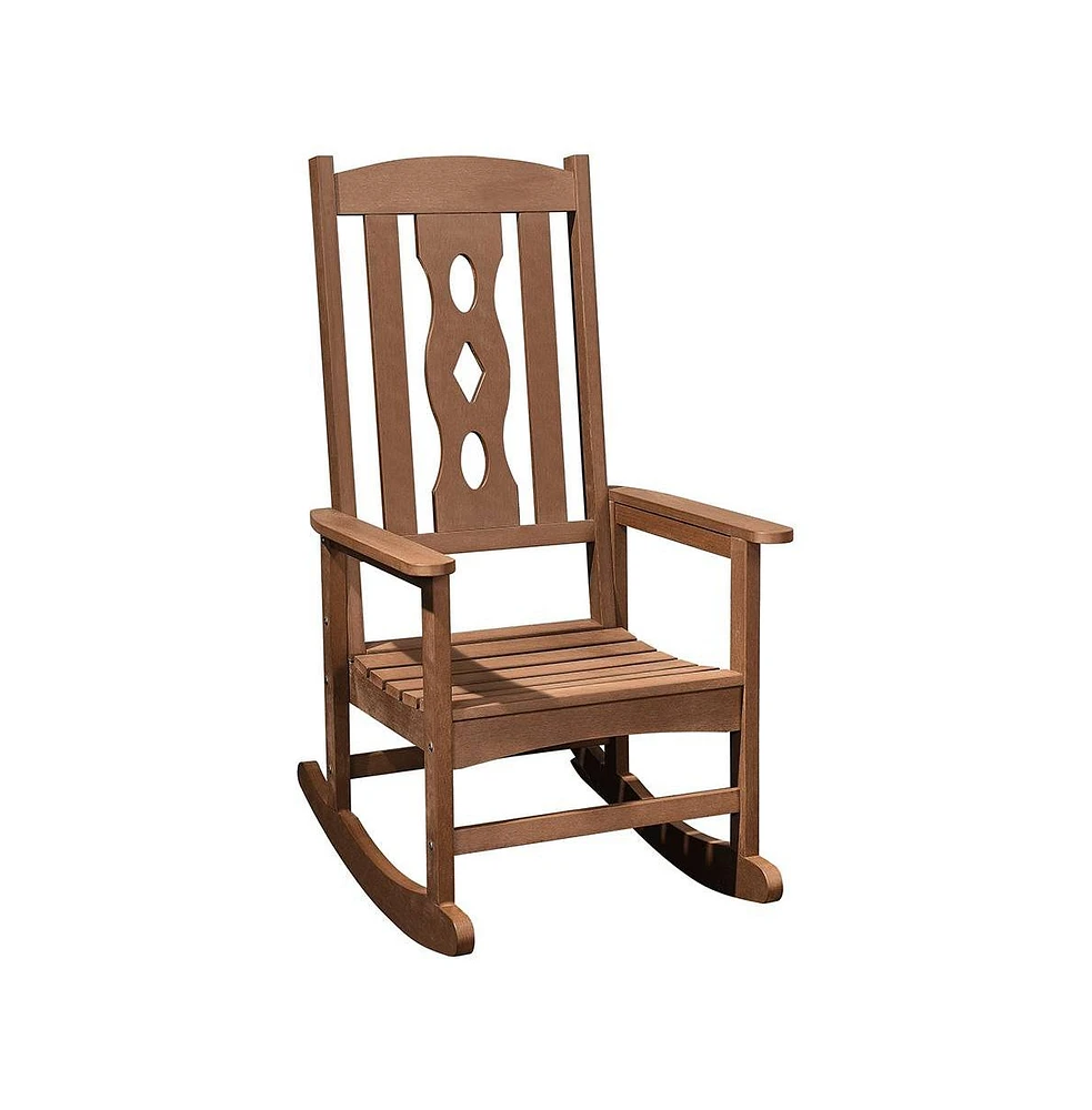 PolyTEAK Carved Back Rocking Chair for Porch, Deck, Patio, & Fire Pit