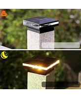 Maggift 6-Pack Solar Post Cap Lights Outdoor Halloween Christmas Decor