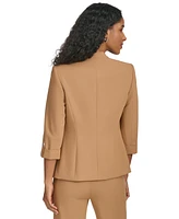 Calvin Klein Petite Open-Front Roll-Tab-Sleeve Asymmetrical Jacket