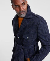 Tayion Collection Men's Classic-Fit Plaid Overcoat