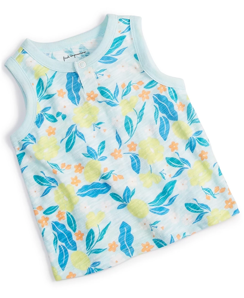 First Impressions Baby Boys Elegant Tropical Floral-Print Henley Tank Top, Created for Macy's