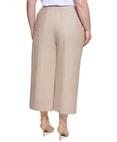 Calvin Klein Plus 100% Linen Cropped Wide-Leg Pants