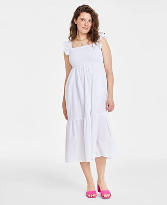 On 34th Women's Cotton Smocked Midi Dress, Created for Macy's