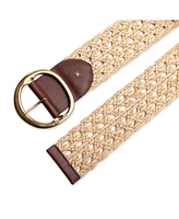 Sam Edelman Women's Woven Leather Belt with Circular Center Bar Buckle
