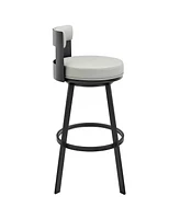 Armen Living Flynn 26" Swivel Counter Stool in Metal with Light Faux Leather