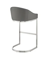 Armen Living Katherine 26" Counter Stool in Brushed Stainless Steel with Faux Leather