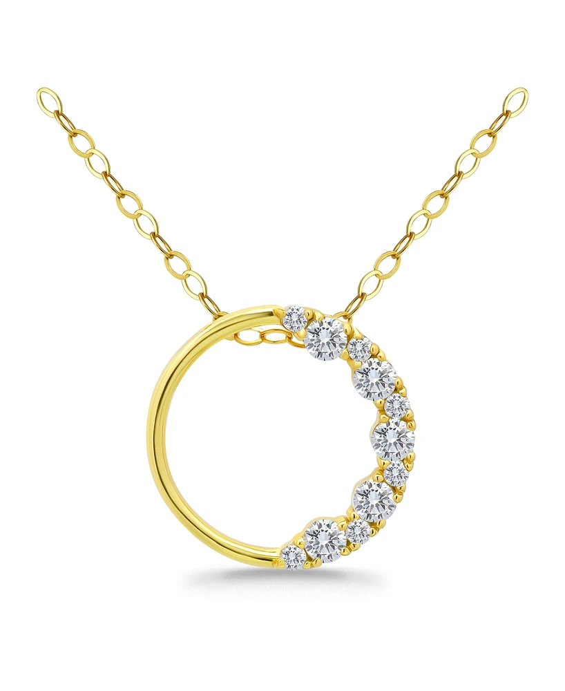 Giani Bernini Cubic Zirconia Circle Pendant Necklace Sterling Silver, 16" + 2" extender, Created for Macy's