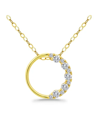 Giani Bernini Cubic Zirconia Circle Pendant Necklace Sterling Silver, 16" + 2" extender, Created for Macy's
