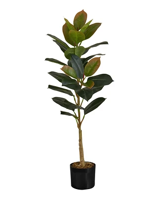 Monarch Specialties 40" Indoor Artificial Floor Rubber Tree with Black Pot