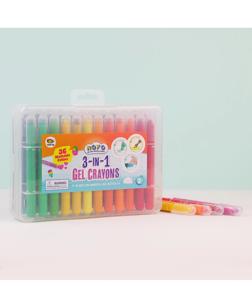 Doodle Hog Noyo 36 Colors Gel Crayons for Toddlers and Kids - Non Toxic