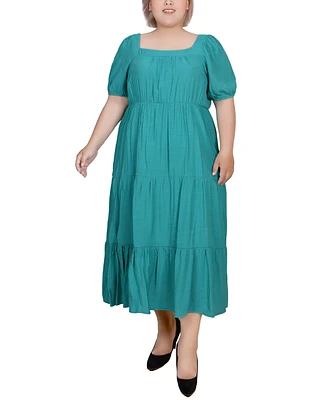 Ny Collection Plus Size Short Sleeve Tiered Midi Dress