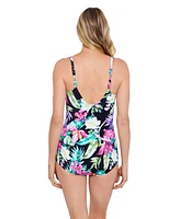 Women's ShapeSolver Cross Over Sarong One-Piece Swimsuit