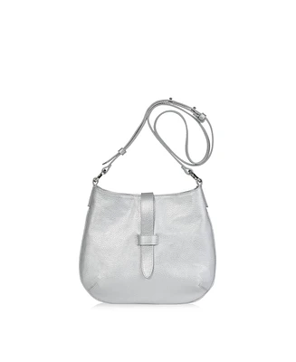Joanna Maxham Tulip Leather Crossbody Bag (Silver)