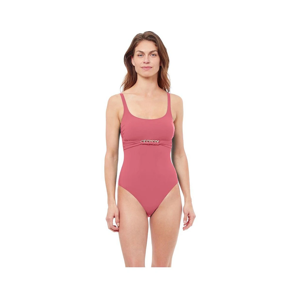 Profile by Gottex Plus Unchain My Heart scoop neck one piece swimsuit